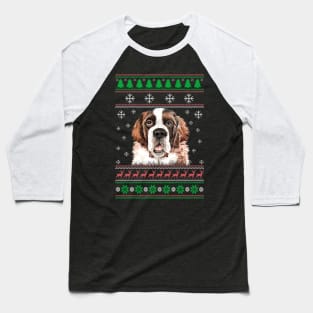 Cute Saint Bernard Dog Lover Ugly Christmas Sweater For Women And Men Funny Gifts Baseball T-Shirt